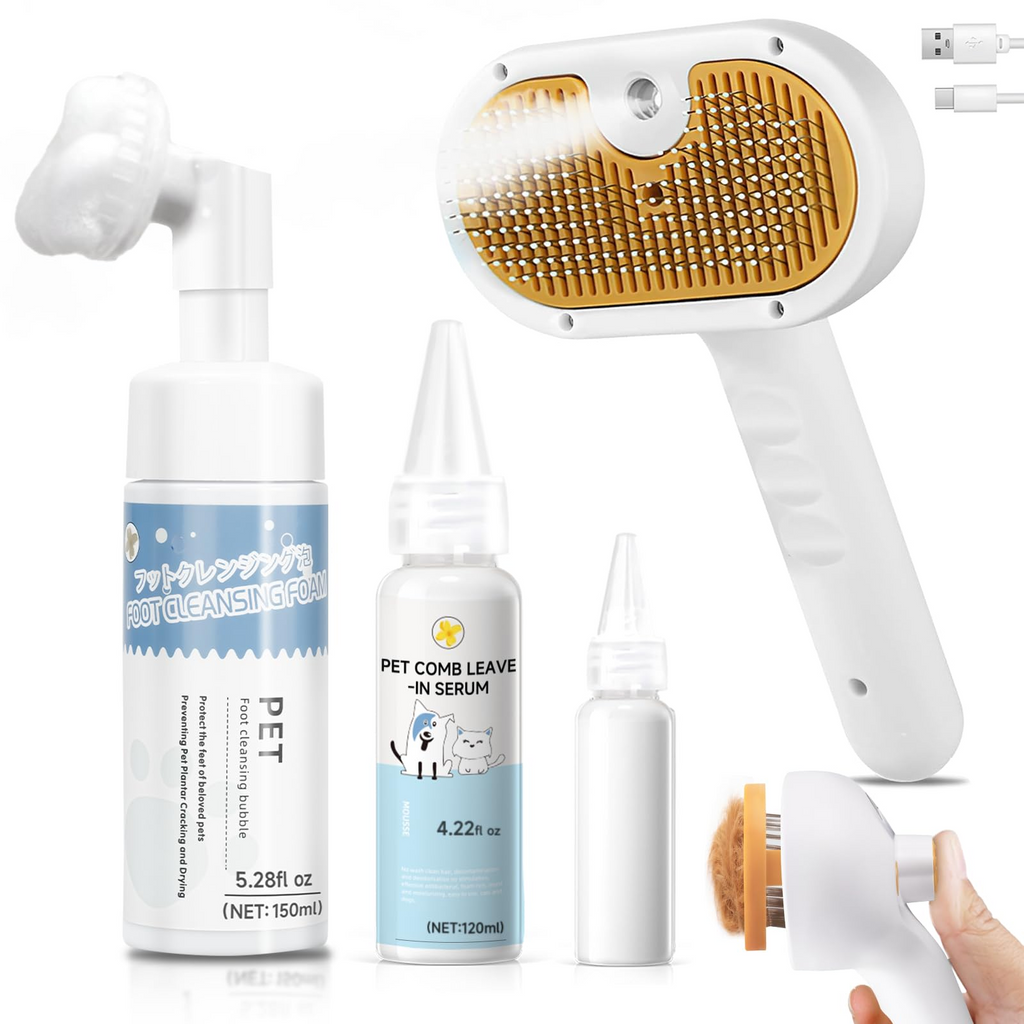 Pet Steam Brush for Dog & Cat – shower bath brush – Steam for Shedding & Grooming Water Brush for Long & Short Haired Pets Spritz Defur Comb