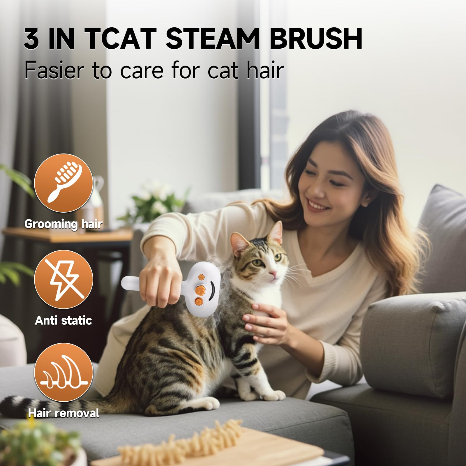 Pet Steam Brush for Dog & Cat – shower bath brush – Steam for Shedding & Grooming Water Brush for Long & Short Haired Pets Spritz Defur Comb
