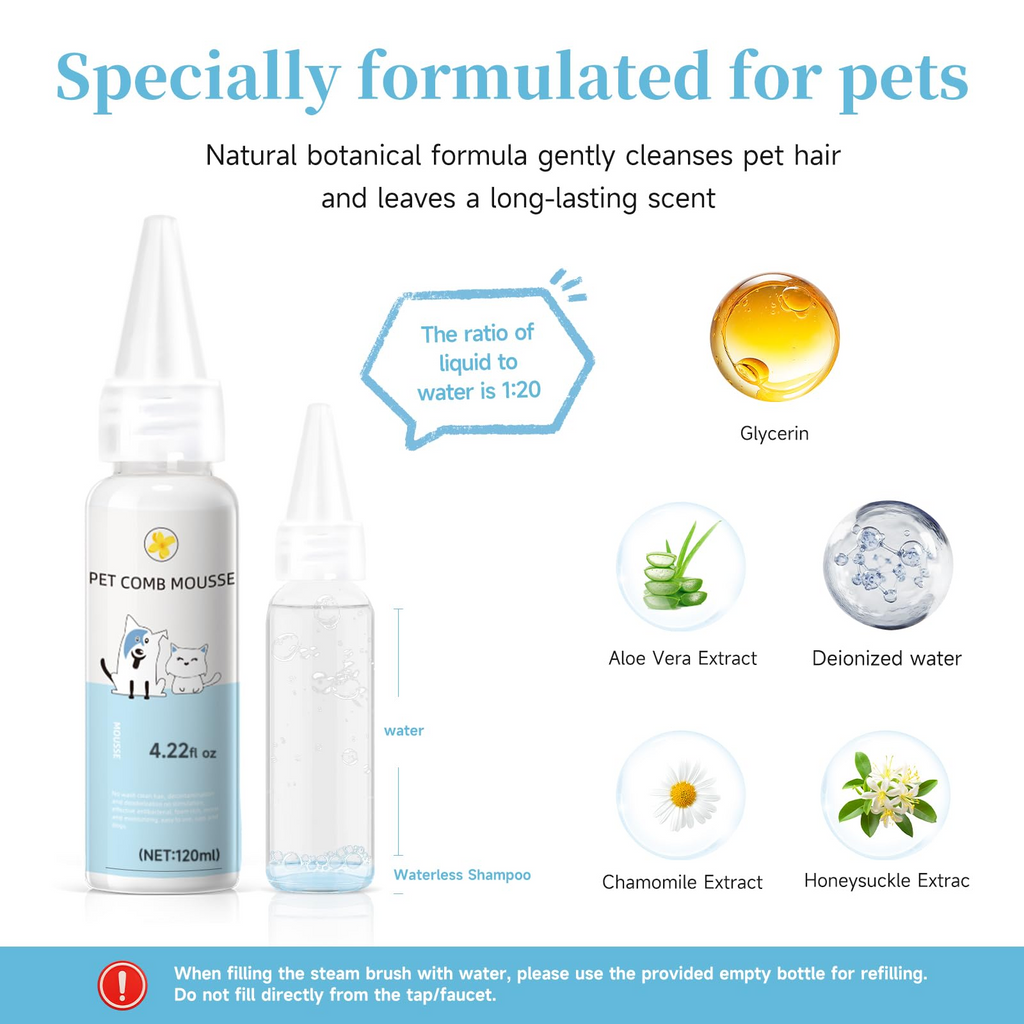 Pet Steam Brush for Dog & Cat – 3-in-1 Spray Hair Removal Comb – Steam for Shedding & Grooming – Water Brush for Long & Short Haired Pets – Spritz Defur Comb
