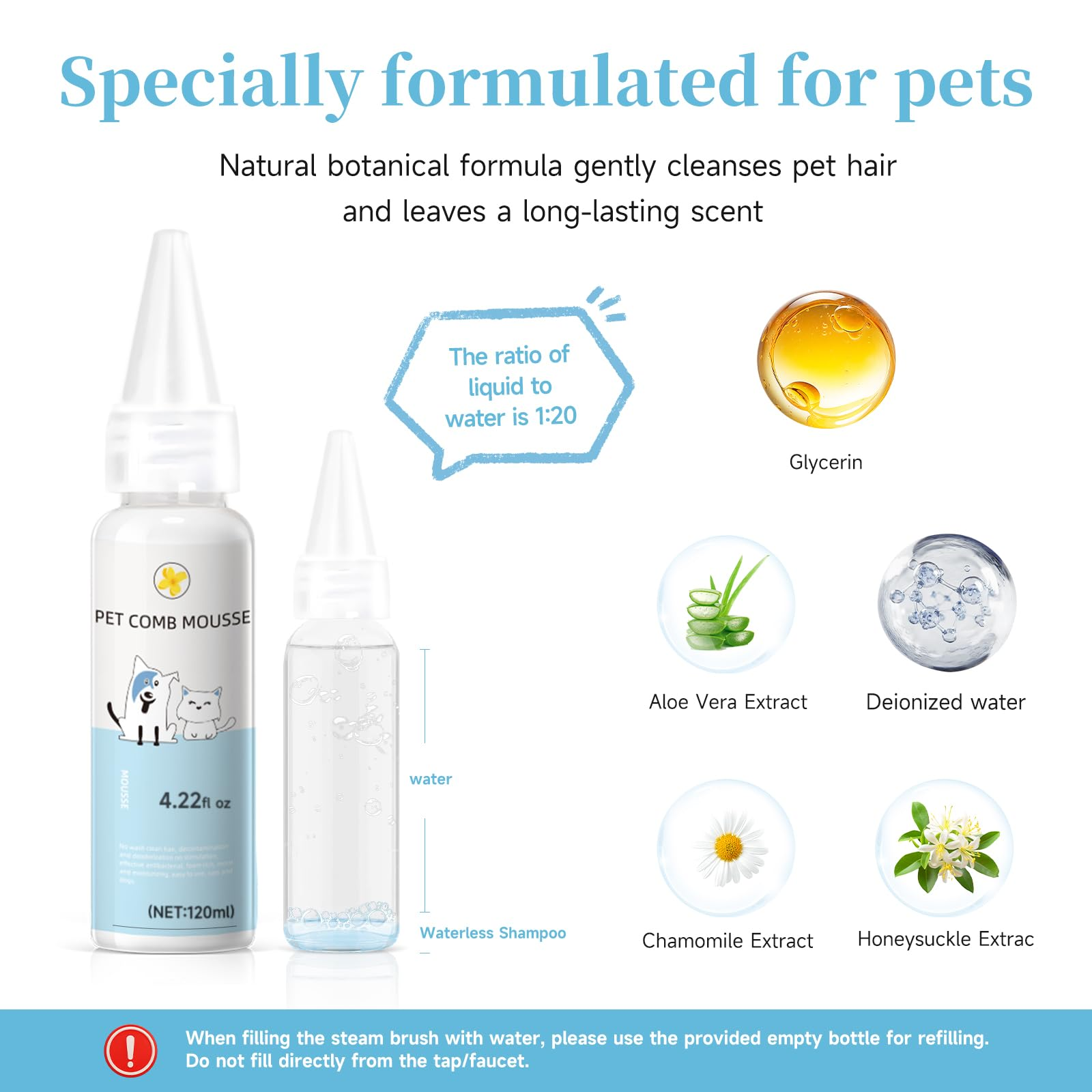Pet Steam Brush for Dog & Cat – 3-in-1 Spray Hair Removal Comb – Steam for Shedding & Grooming – Water Brush for Long & Short Haired Pets – Spritz Defur Comb