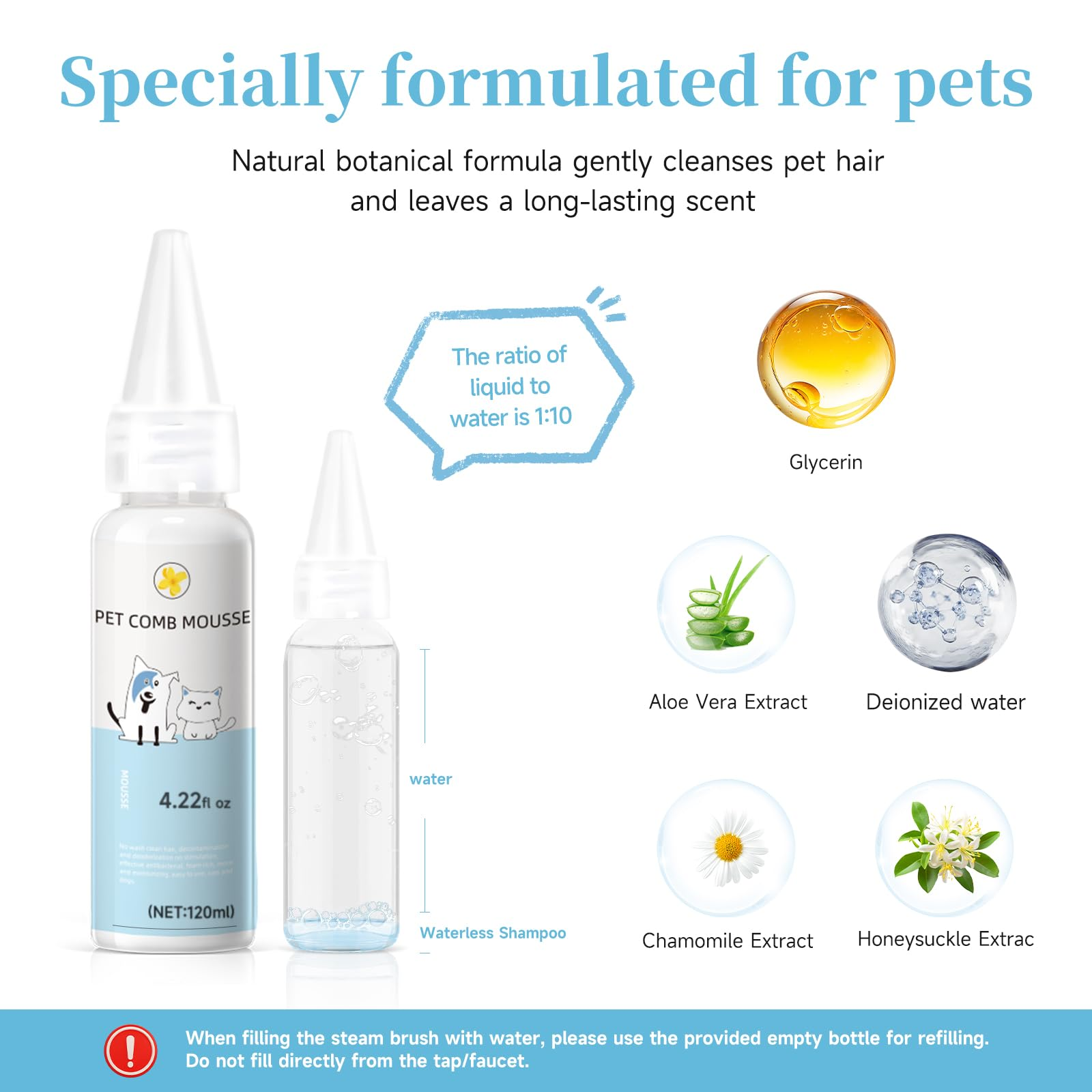 Pet Steam Brush for Dog & Cat – shower bath brush – Steam for Shedding & Grooming Water Brush for Long & Short Haired Pets Spritz Defur Comb