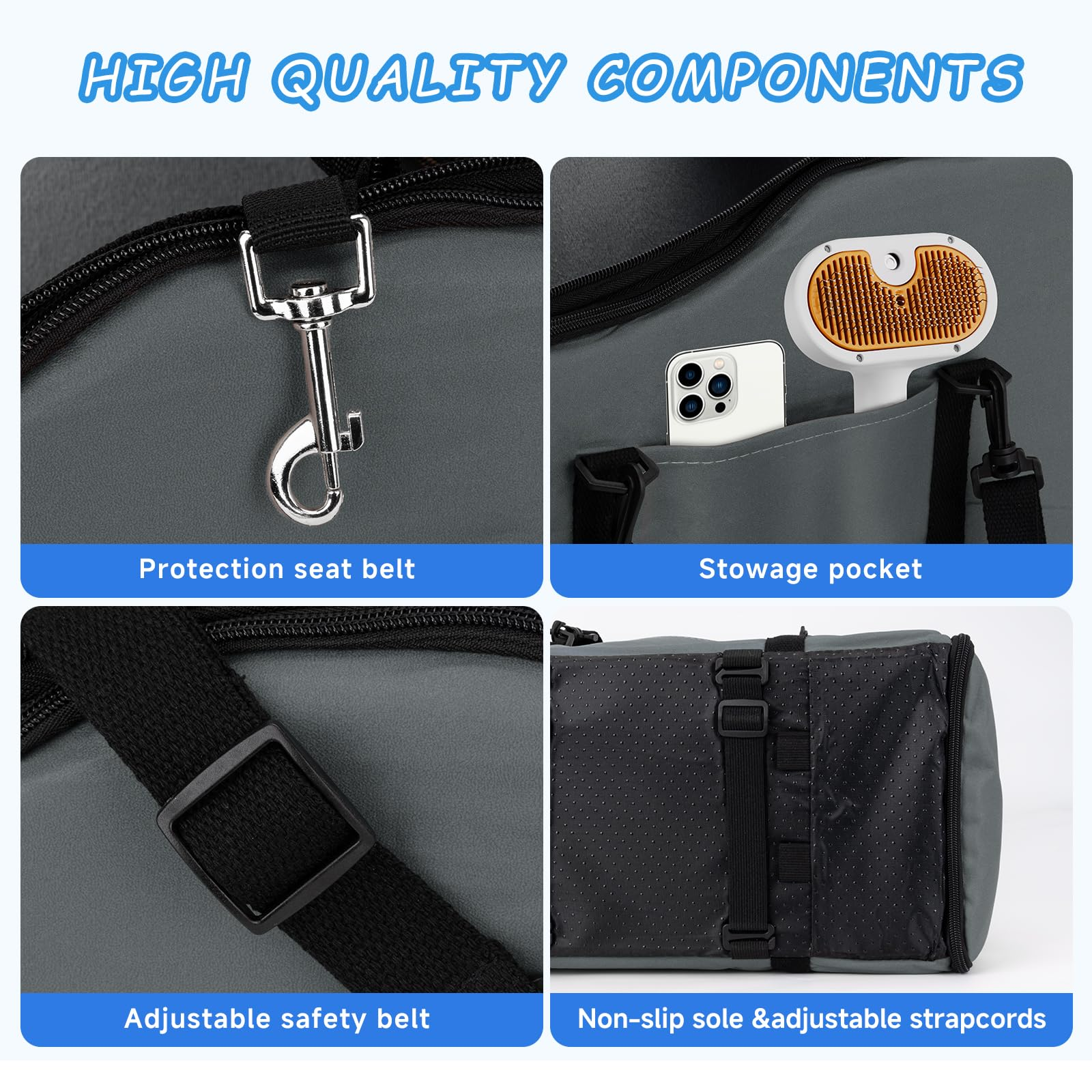 Center Console Dog Car Seat - Suitable for Small Dogs and Puppies Up to 12 lbs,Portable Armrest Booster with Safety Belt, Easy-Clean Technical Cloth,Safety Leash,Storage Bag,Multi-Function Pet Carrier