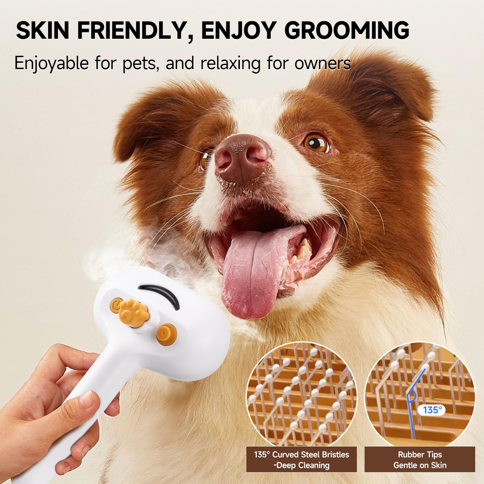 Pet Steam Brush for Dog & Cat – shower bath brush – Steam for Shedding & Grooming Water Brush for Long & Short Haired Pets Spritz Defur Comb