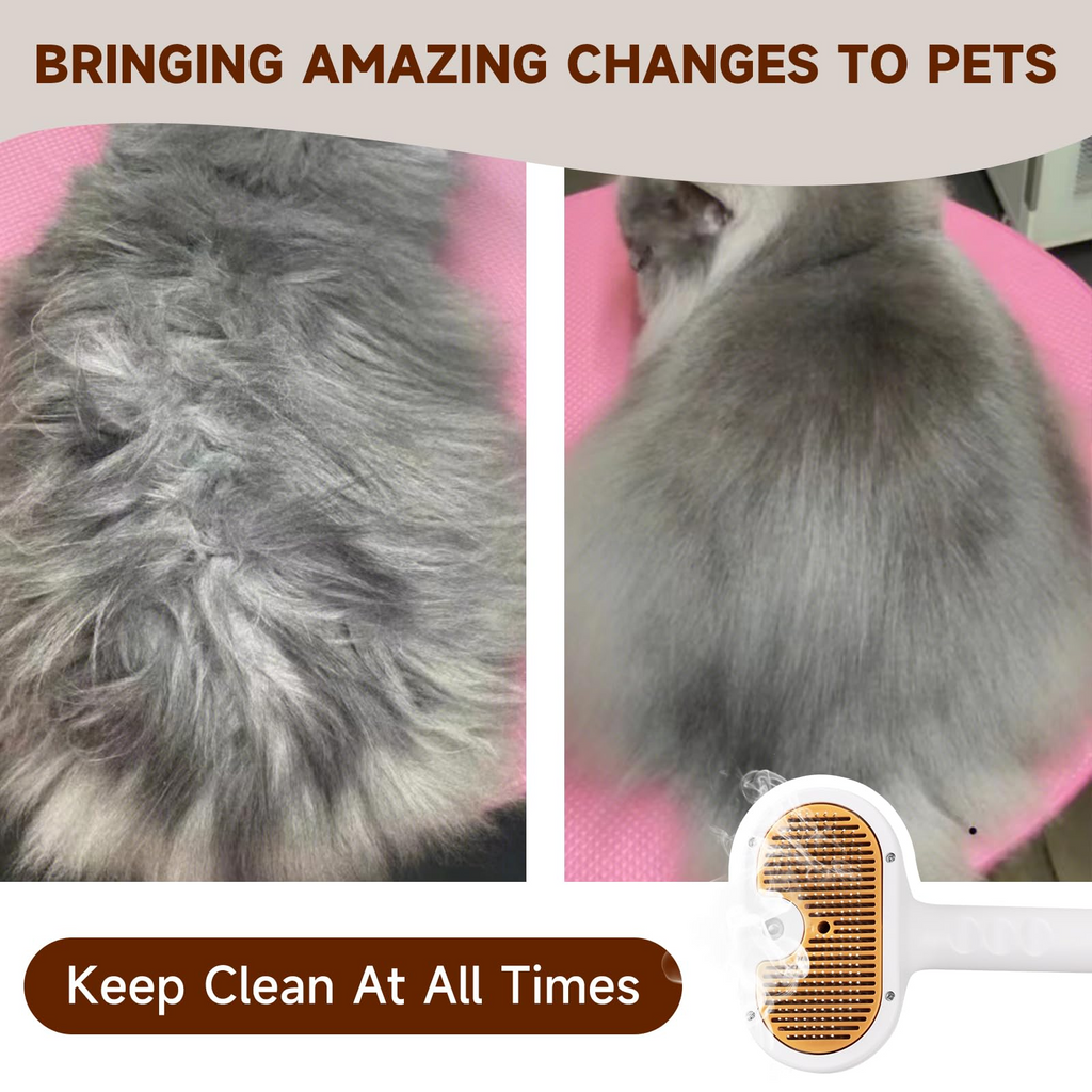 Pet Steam Brush for Dog & Cat – 3-in-1 Spray Hair Removal Comb – Steam for Shedding & Grooming – Water Brush for Long & Short Haired Pets – Spritz Defur Comb