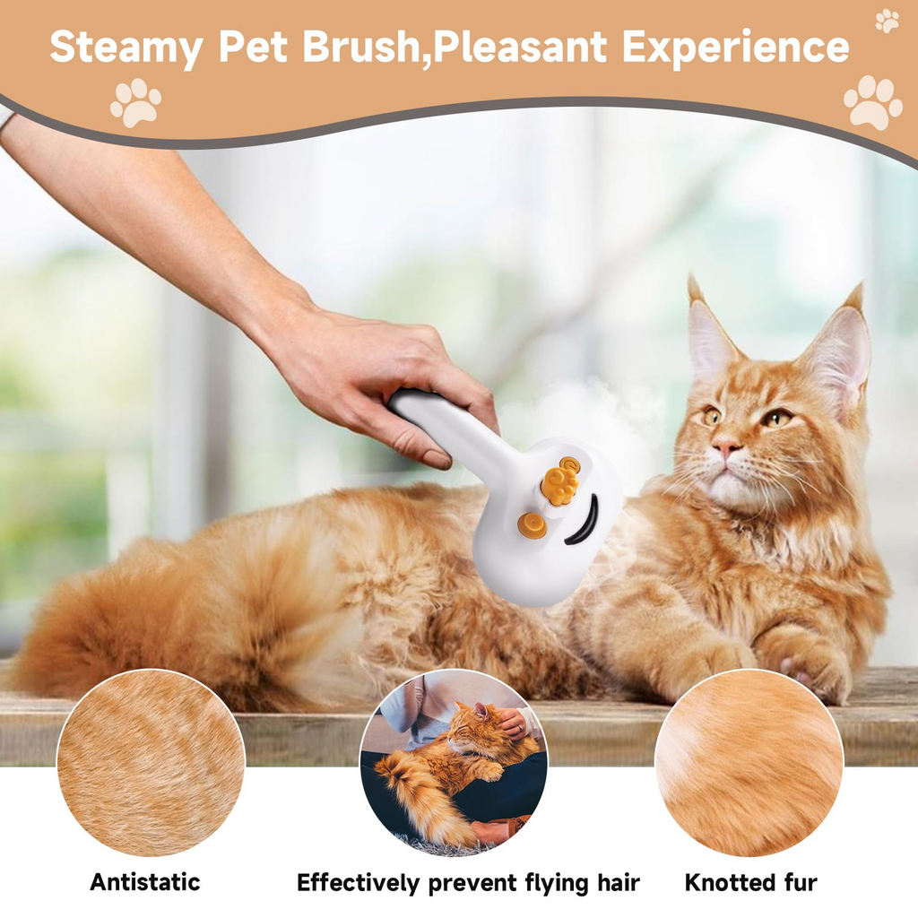 Pet Steam Brush for Dog & Cat – shower bath brush – Steam for Shedding & Grooming Water Brush for Long & Short Haired Pets Spritz Defur Comb