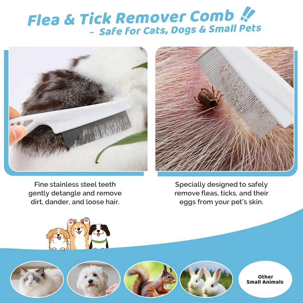Pet Steam Brush for Dog & Cat – 3-in-1 Spray Hair Removal Comb for Shedding & Grooming Shedding Glove, Flea Comb, Couch Carpet Hair Removal Tool, Nail Toenail Clippers Nail File Shampoo-8PCS