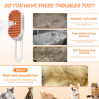 Steam Brush for Cat & Dog – 3-in-1 Spritz Pet Spray Hair Removal Comb for Grooming & Shedding Steam – Water Brush for Long & Short Haired Pets– Includes Two Bottles Waterless Shampoo